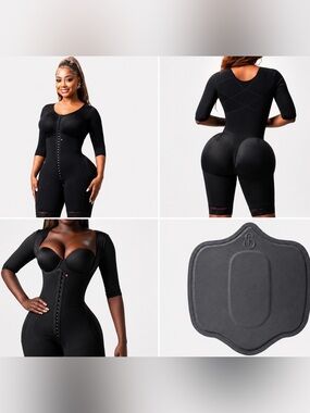 x2 Snatched Body XL Black Fajas Post-Op Recovery Full Body with Sleeves